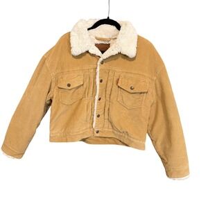 Levis New Heritage Corduroy Sherpa Trucker Jacket Iced Coffee Womens M Cropped